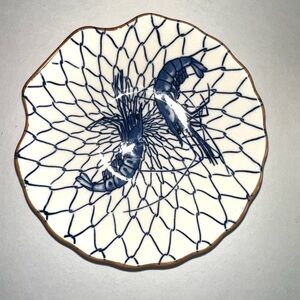 Vintage Asahi Japan Appetizer Plates (6), hand painted    prawns, Great Cond.